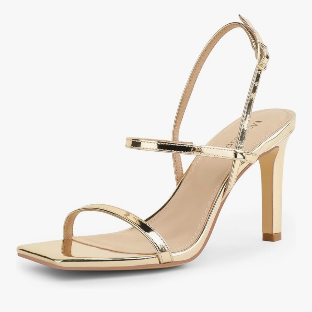 6.5, 3.15 Inch Heel Used Elegant Gold Heeled Sandals